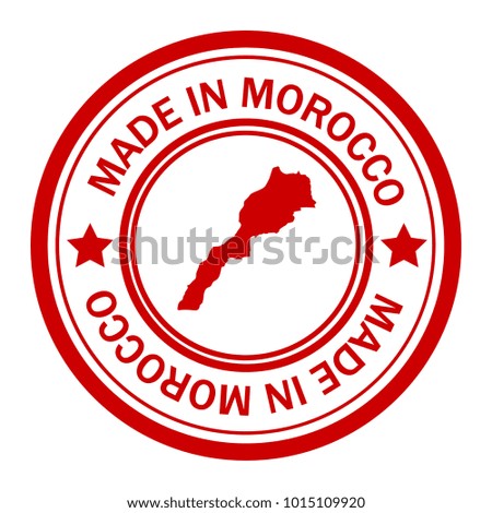 Red stamp made in with map of Morocco