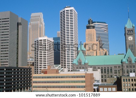 Skyline of the Twin Cities, downtown Minneapolis, Minnesota