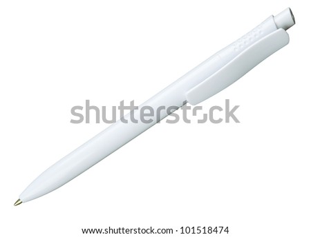 green ballpoint pen on a isolated white background Royalty-Free Stock Photo #101518474