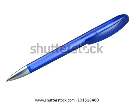 green ballpoint pen on a isolated white background Royalty-Free Stock Photo #101518480