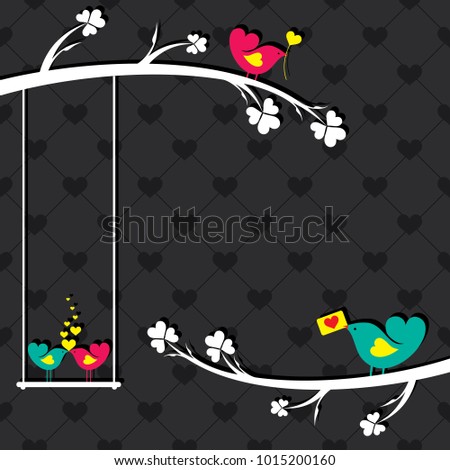 Valentine card with cute birds illustration vector