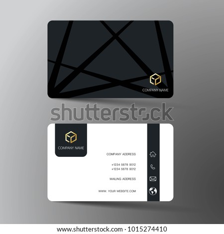 Modern business card template design. With inspiration from the abstract. Contact card for company. Two sided black and white on the gray background. Vector illustration.  Royalty-Free Stock Photo #1015274410