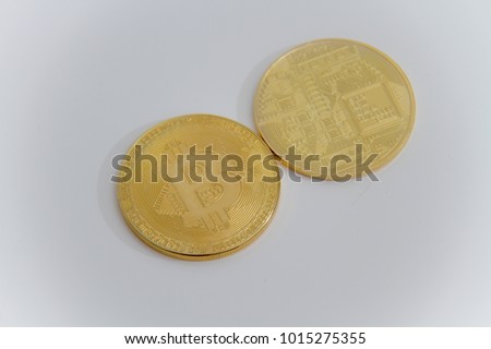 Bitcoin, Digital Cryptocurrency - Golden coin with bitcoin symbol