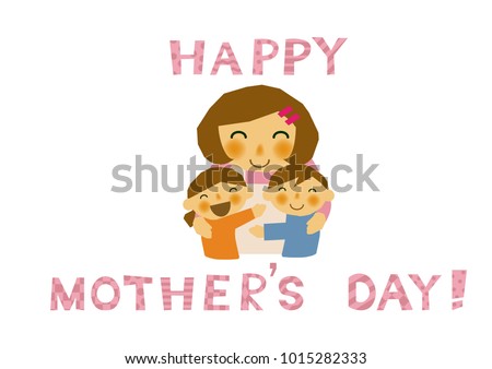 Mother's Day sticker. Parent / child stickers. Clip art of the mother and her children. Design material of Mother's Day.
