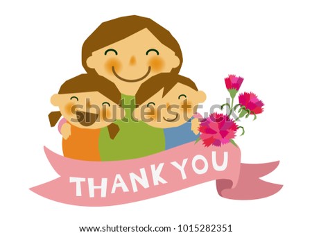 Mother's Day sticker. Parent / child stickers.Clip art of mother and children. Design material of Mother's Day.