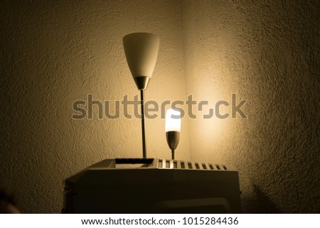 Twin lamp at night