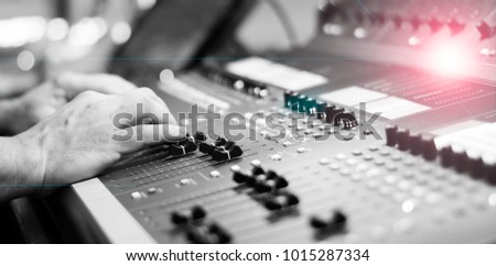 Low saturation soundboard audio equipment Royalty-Free Stock Photo #1015287334