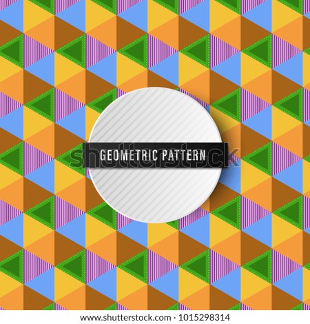 Vector colorful seamless geometric pattern background with white circle