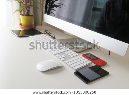 business desk top computer background