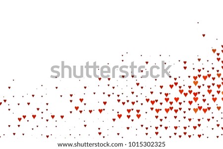 Light Red, Yellow vector greeting Card Happy Valentine's Day. Pattern with isolated hearts on the white background. Colored illustration for your banner, website, advert.