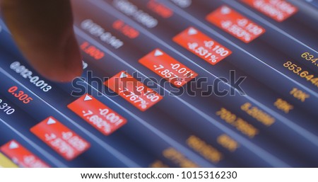 Recession of stock market on tablet computer  Royalty-Free Stock Photo #1015316230