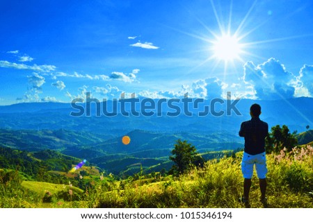 One man in sunshine day Royalty-Free Stock Photo #1015346194