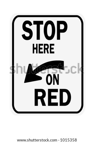 Stop here on RED  traffic sign isolated on a white background