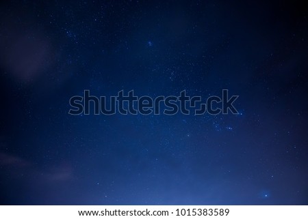 Star Cluster in the night sky with windy and mist in the winter, space background picture