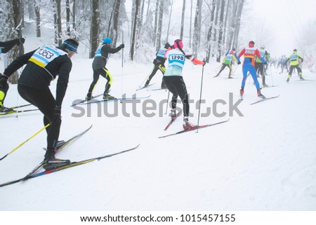 Group of nordic ski athlete in professional cross country ski ra