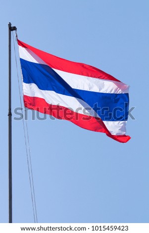 Thailand flag pole on the sky backdrop.
