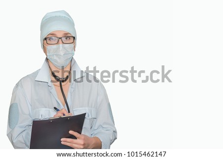 a girl doctor with a folder , isolate, international holiday, woman doctor