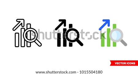 Research icon of 3 types: color, black and white, outline. Isolated vector sign symbol.