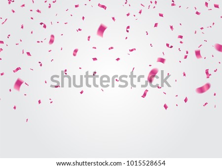 Celebration background template with confetti and ribbons pink Royalty-Free Stock Photo #1015528654