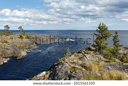 Stone coast. Russia, Karelia, lake Ladoga.