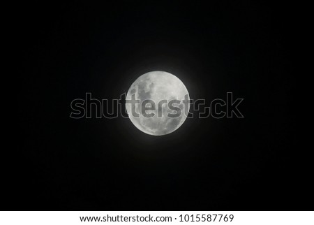  Full moon pictures are recorded at 12am for Malaysia time with dark background on January 31, 2018