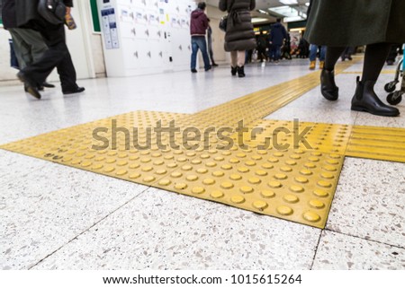 Indoor tactile paving foot path for the blind and vision impaired handicap in Japan