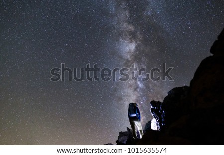 The beautiful night sky with Milky Way as seen in Tenerife on a clear night of summer.