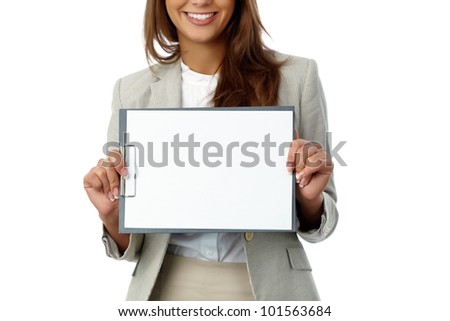 Business woman holding a blank document
