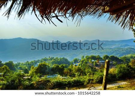 Hill tribe village before sunset Royalty-Free Stock Photo #1015642258
