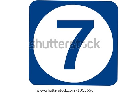Blue square recreational sign isolated on a white background with the Rec area 7 international symbol displayed