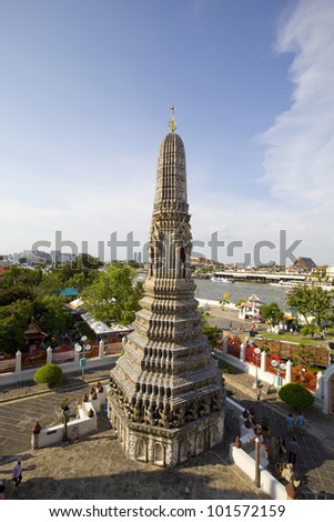 pagoda of wat arun landmark of bangkok thailand