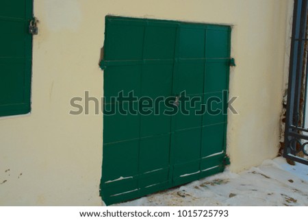 Old doors in the shopping street.