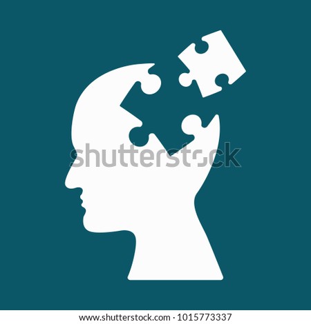 People head with puzzles.  Business concept of mind. vector illustration
