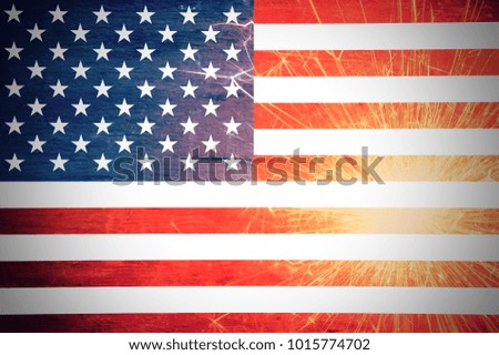 4 of july independence day concept with sparkler and usa flag  background