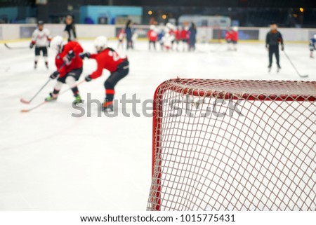 Blurred Training of young hockey players