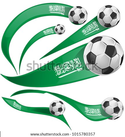 
Saudi Arabia flag set with soccer ball