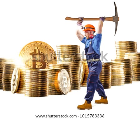 Bitcoin mining virtual cryptocurrency concept