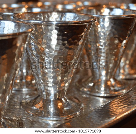 Sterling Silver Cups/Small Goblets, Close Up, Vintage Design, Gold and Silver Tones