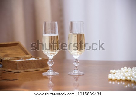 color image of chilled white wine in a glass , with copy space.