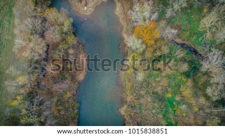 Aerial photos of Tennessee river during fall