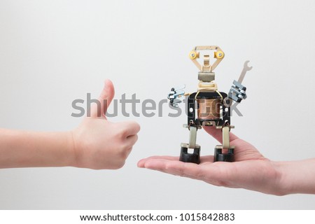 STEM education. Metal robots made by hands in a class in chemistry and robotics. STEM education. Background. Free bots. Technology. Mathematics. Science. Royalty-Free Stock Photo #1015842883