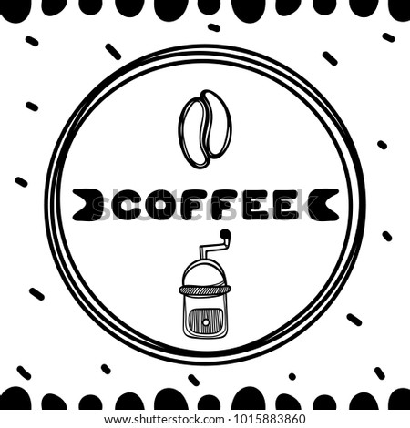 Cute coffee cover for cafe. Sketch concept illustration. Linear graphic. Food flyer.