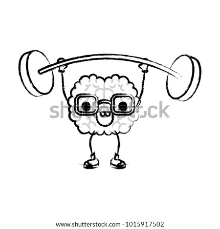 cartoon with glasses train the brain with happy expression in black blurred contour