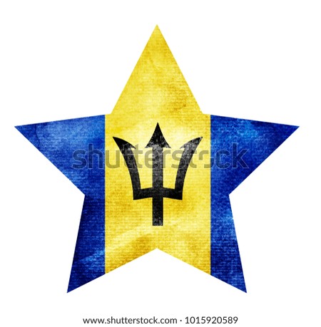 Watercolor star flag background. Barbados 
