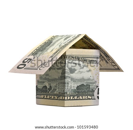 house of banknotes isolated on white (clipping path)