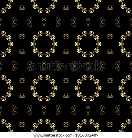 Wallpaper baroque, damask. Graphic modern seamless pattern on black and yellow colors. Seamless vector background. Seamless floral pattern.