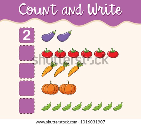 Math worksheet template count and write illustration