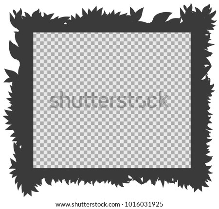 Frame template with silhouette grass illustration