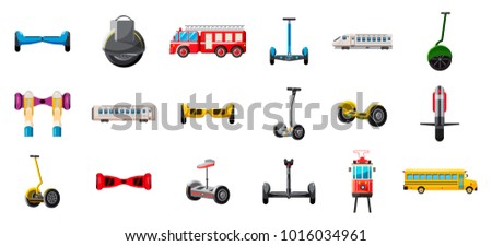 City transport icon set. Cartoon set of city transport vector icons for web design isolated on white background