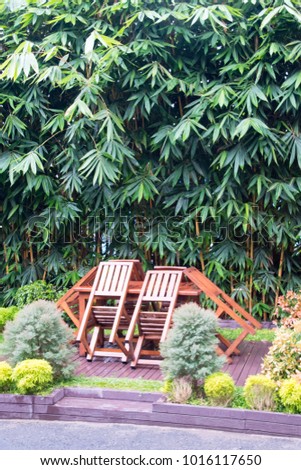 seating under bamboo plants